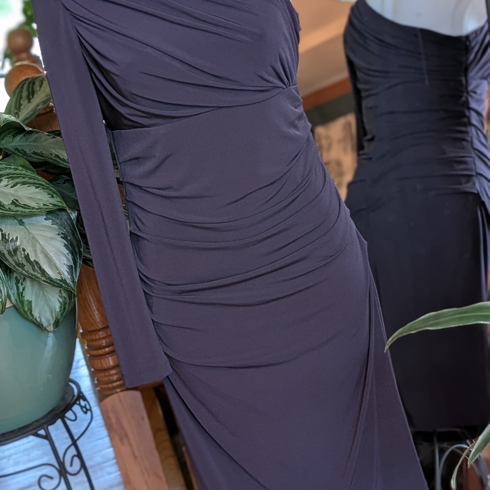 Suzi Chin for Maggy Boutique One-Shoulder Dress in Rich Plum